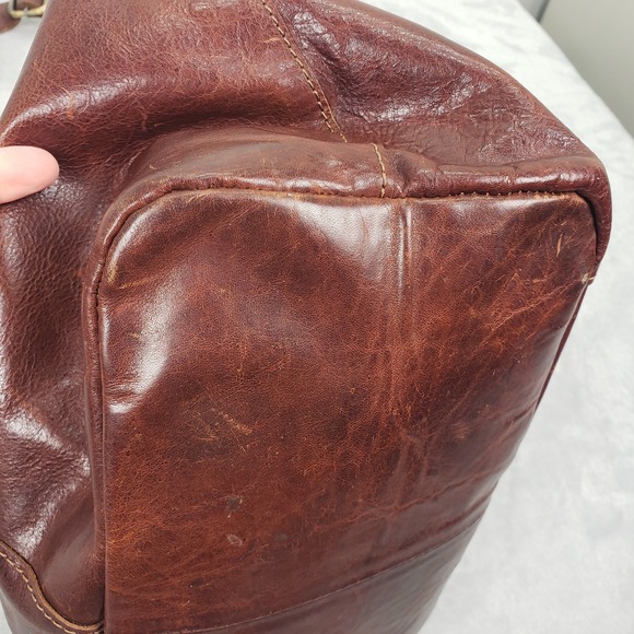 Sorpresa Leather Bucket Bag Drawstring Tassel Shoulder Bag Tote Brown Fringe - Picture 7 of 16